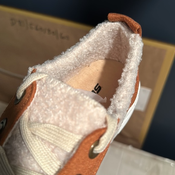 Tan Faux Suede Shearling Sneakers - Picture 2 of 3